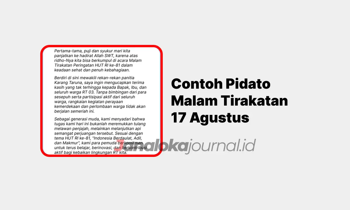 Contoh Pidato Malam Tirakatan 17 Agustus