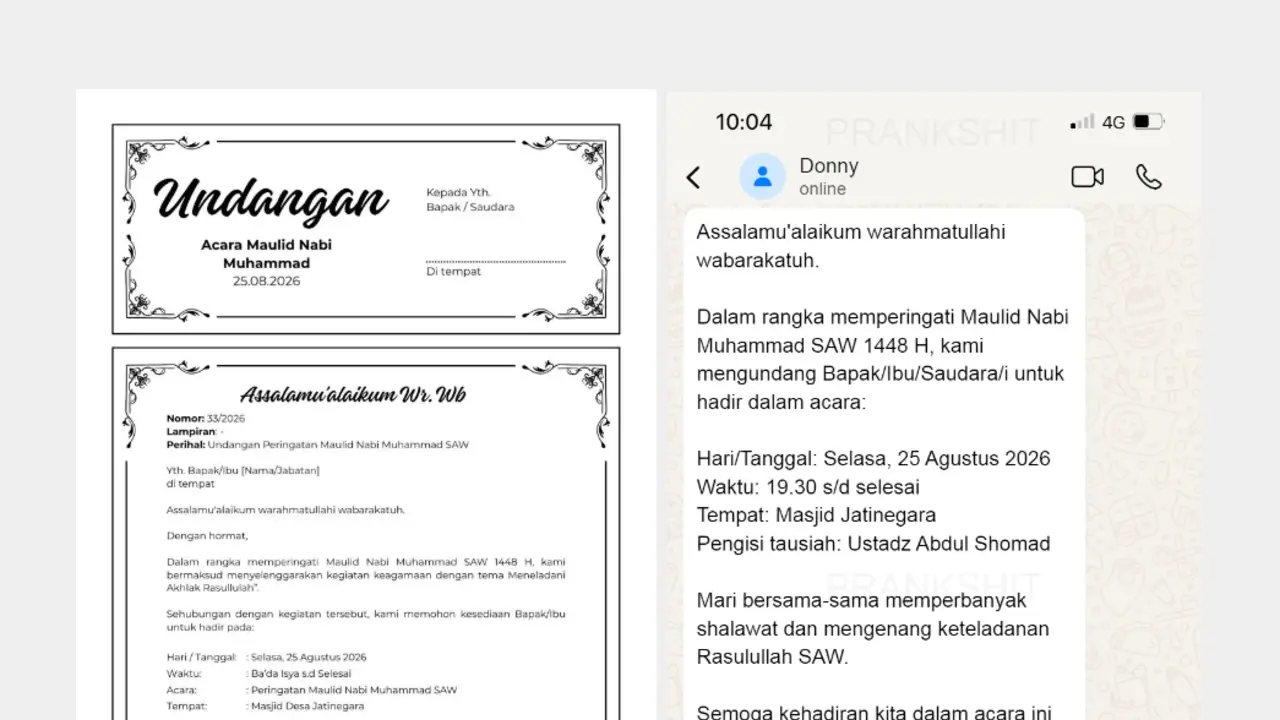 Contoh Undangan Maulid Nabi Muhammad SAW 2026
